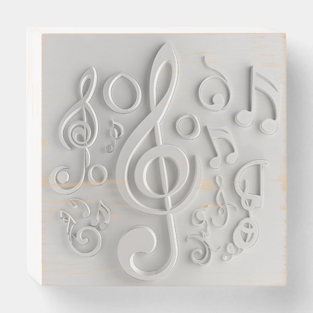 3-dimensional music notes wooden box sign (Front Horizontal)