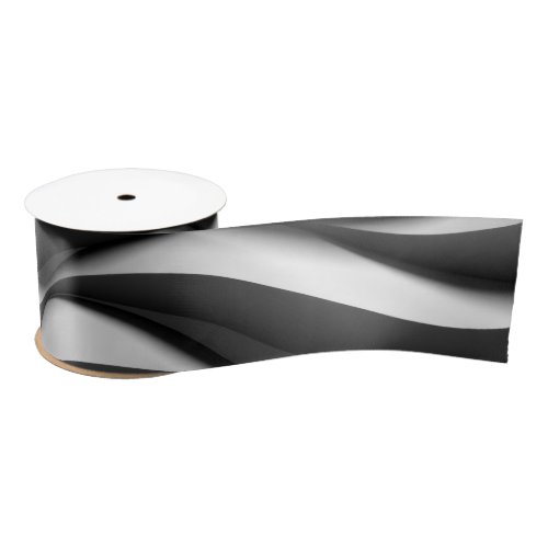 3 Dimensional Wavy Black and White Pattern Satin Ribbon