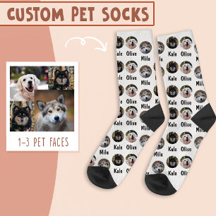 3 Dogs 3 Names Personalized Dog Photo on White Socks