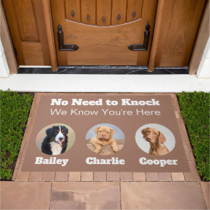 3 Dogs Photos No Need To Knock We Know You're Here Doormat