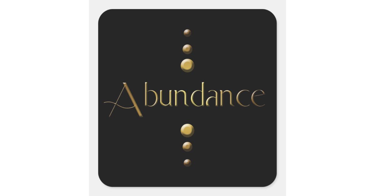 3 Dot Gold Block Abundance & Black Background Square Sticker | Zazzle