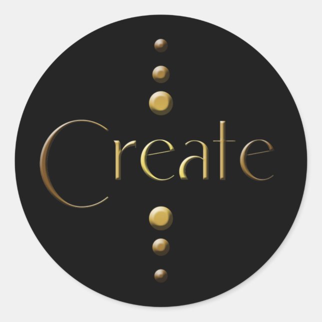 3 Dot Gold Block Create & Black Background Classic Round Sticker (Front)