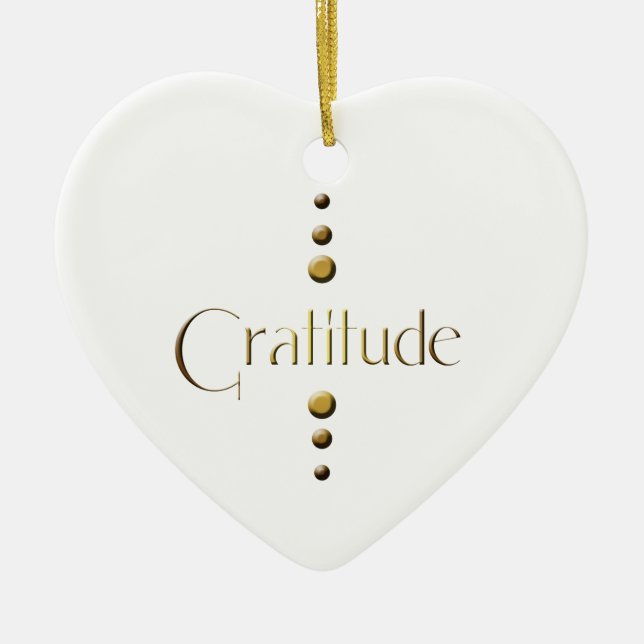 3 Dot Gold Block Gratitude Ceramic Ornament (Front)