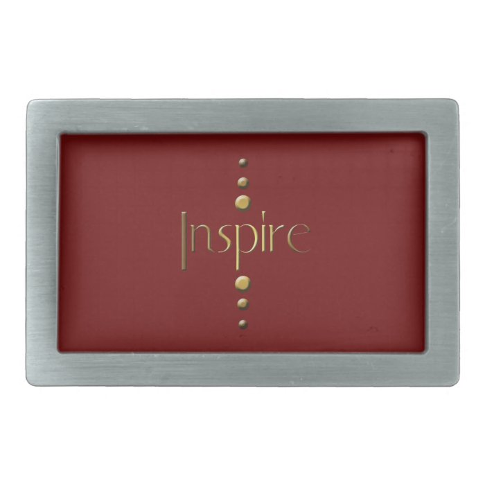 3 Dot Gold Block Inspire & Burgundy Background Rectangular Belt Buckle