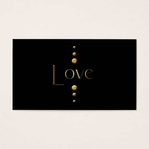 Customizable 3 Dot Gold Block Love &amp; Black Background Business Cards