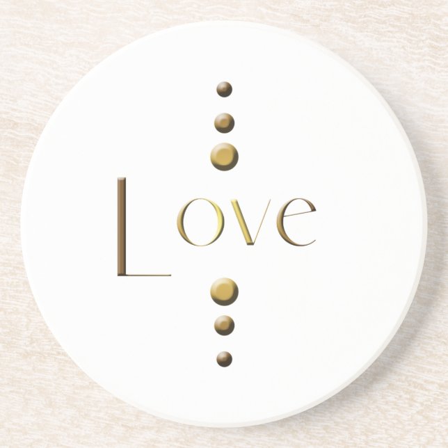 3 Dot Gold Block Love Coaster (Front)