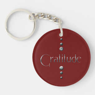 3 Dot Silver Block Gratitude & Burgundy Background Keychain