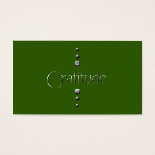 3 Dot Silver Block Gratitude &amp; Green Background Business Card Template