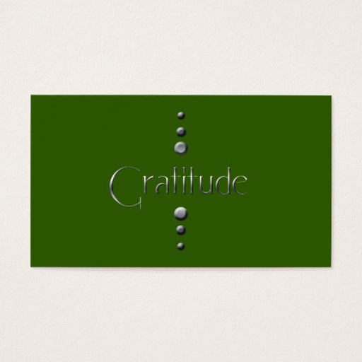 Customizable 3 Dot Silver Block Gratitude &amp; Green Background Business Card Template