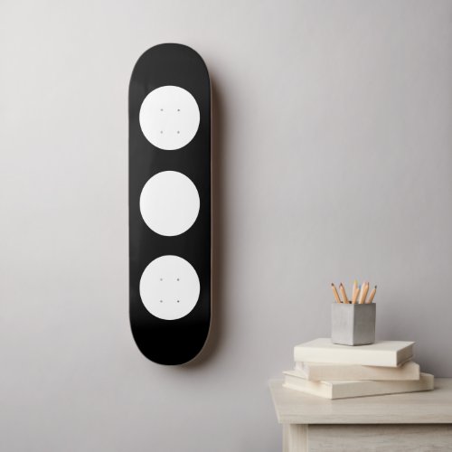 3 Dots Minimalist Black  White Skateboard Wall Ar