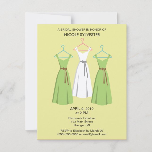 3 Dresses Bridal Shower Invitations - Sand (Front)
