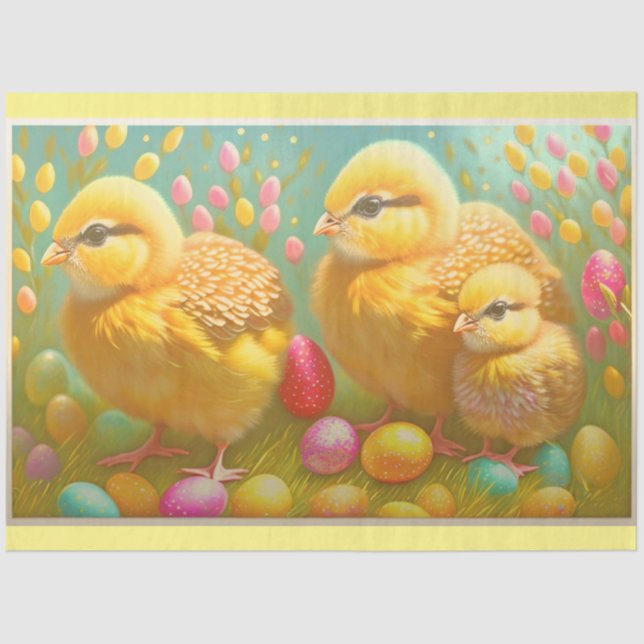 3 Easter Chicken And Eggs Collection Tissue Paper (Front)