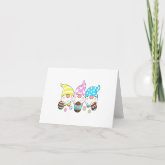3 Easter Gnomes Pastel Spring Egg Hunt Hunting Can Card