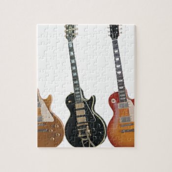 3 Electric Guitars Retro Jigsaw Puzzle by Bubbleprint at Zazzle