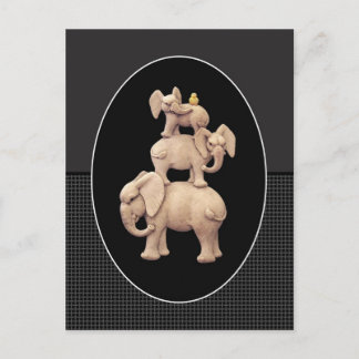 3 Elephants & 1 Duck Postcard