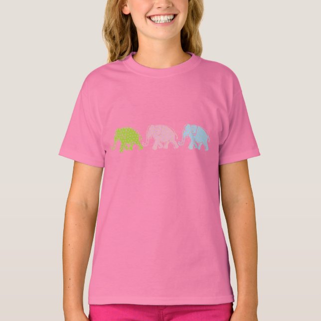 3 Elephants Girls Ringer T-Shirt (Front)