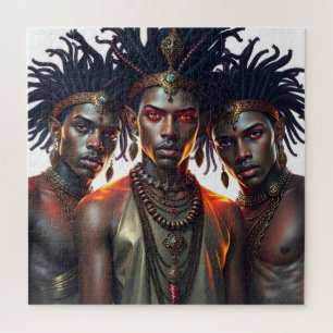 3 Elf Princes Black Elves with Locs Jigsaw Puzzle