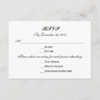 3 Entree Choices RSVP Wedding Response Reply