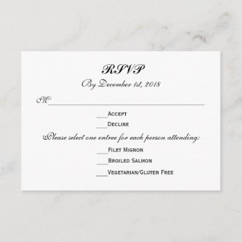 3 Entree Choices Rsvp Wedding Response Reply by HeartSongNotes at Zazzle