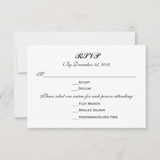 3 Entree Choices RSVP Wedding Response Reply | Zazzle.com