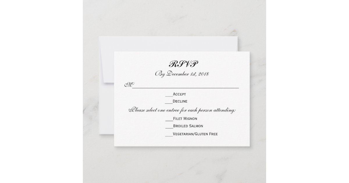 An Elegant Affair Wedding RSVP with Entree Choices, Zazzle