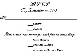 rsvp wedding response