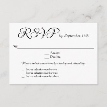 3 Entree Menu Choices Wedding Rsvp Response Reply by HeartSongNotes at Zazzle