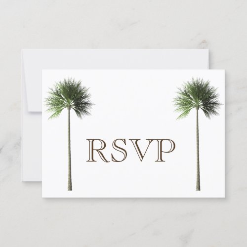 3 Entree Tropical Palm Tree Menu RSVP Wedding Card