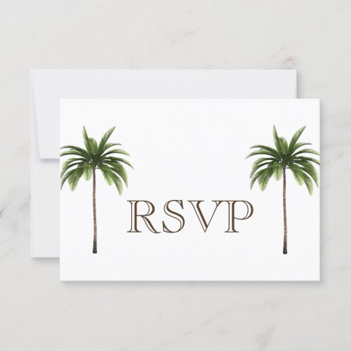 3 Entree Tropical Palm Tree Menu RSVP Wedding Card