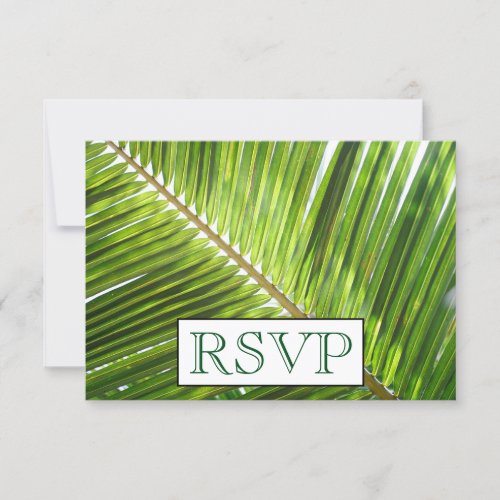 3 Entree Tropical Palm Tree Menu RSVP Wedding Card