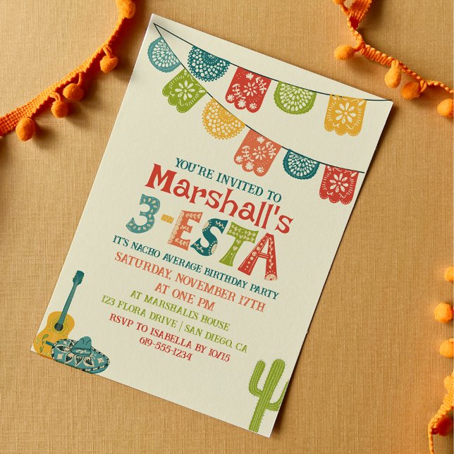 3-Esta Mexican Fiesta Themed 3rd Birthday Party Invitation (Creator Uploaded)