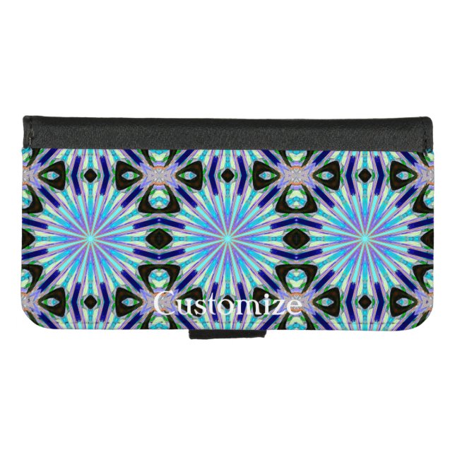 3 exploding blue stars  iPhone wallet case (Front (Horizontal))