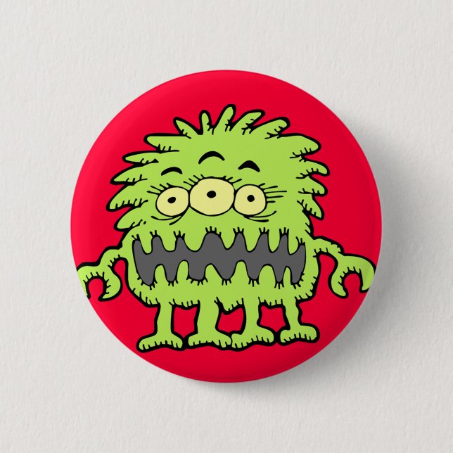 3 Eyed Mongo Monster Pinback Button (Front)