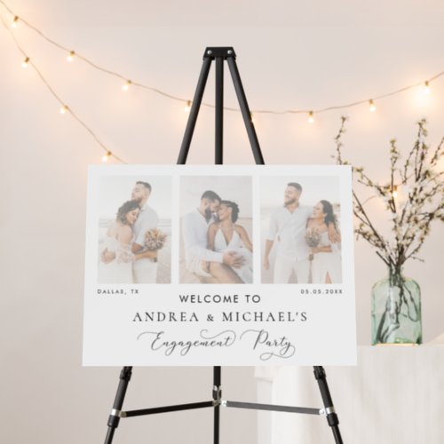 3 Faded Photos Engagement Party Welcome Sign