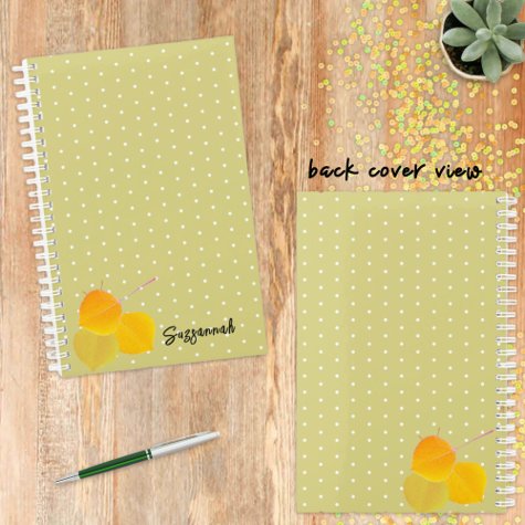 3 Fall Aspens Leaves on White Polka Dot Pattern