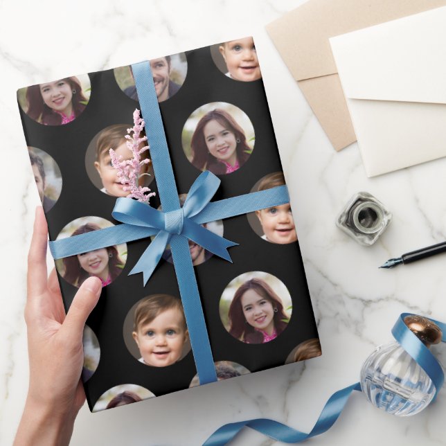 3 Family Members Photo Collage Wrapping Paper (Gifting)