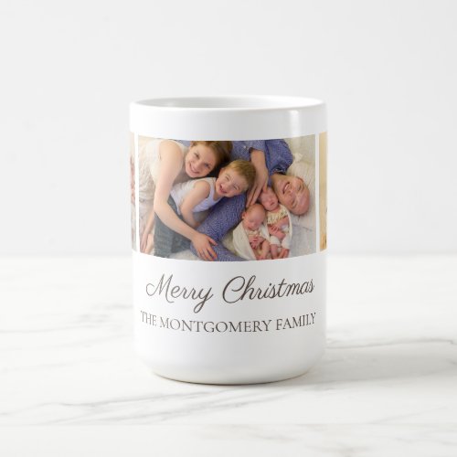 3 Family Photo Collage Merry Christmas Holiday Coffee Mug