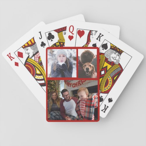 3 Family Photos For Christmas Poker Cards