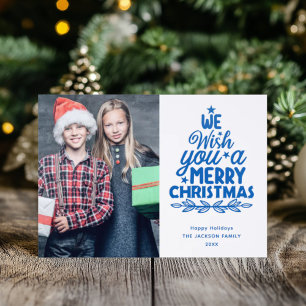 3 family photos modern Christmas Letterpress Photo Cards