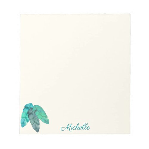 3 Feather Watercolor Simple Off_white Add Name Notepad