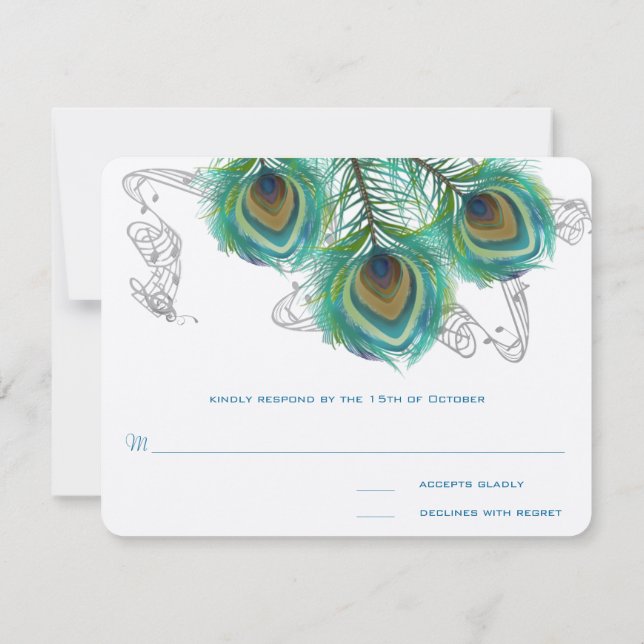 3 Feathers Peacock Birds Dark Wedding Response (Back)