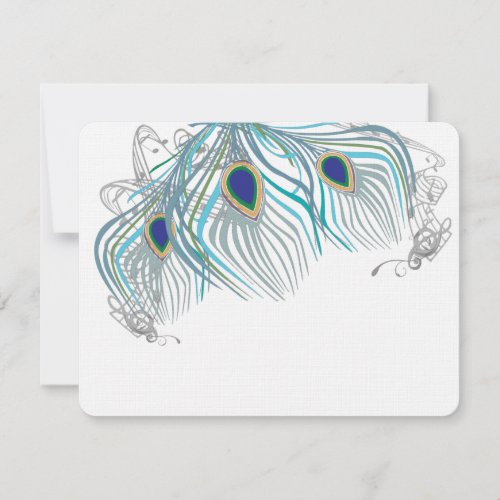 3 Feathers Peacock Birds Wedding Response Card Personalized Invitations