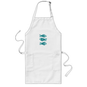 3 fish in illustration long apron