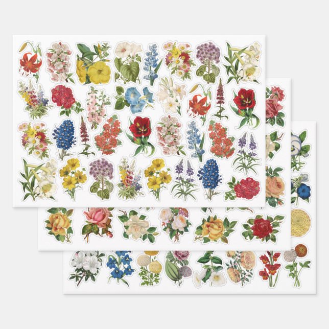 3 Flower Collage Sheets (Set)