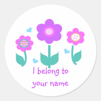 3 flowers classic round sticker