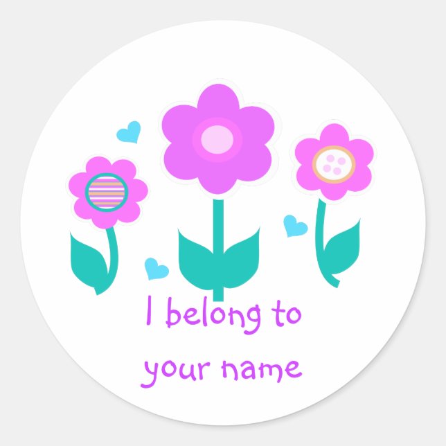 3 flowers classic round sticker (Front)
