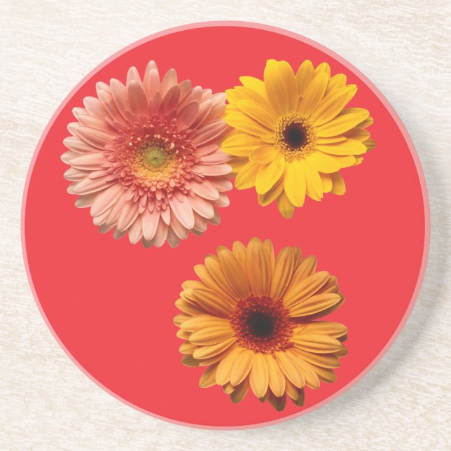 3 Flowers Drink Coaster (Front)