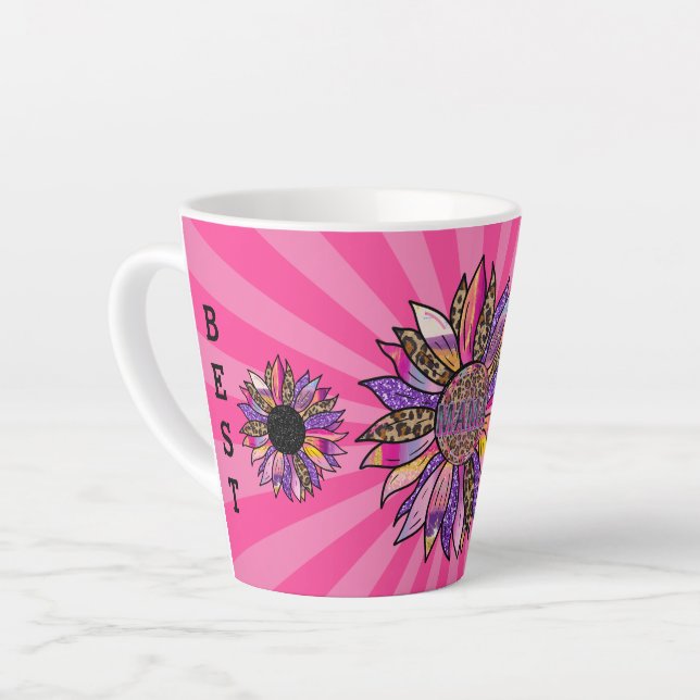 3 Flowers Glitter Customize Mama Latte Mug (Left Angle)
