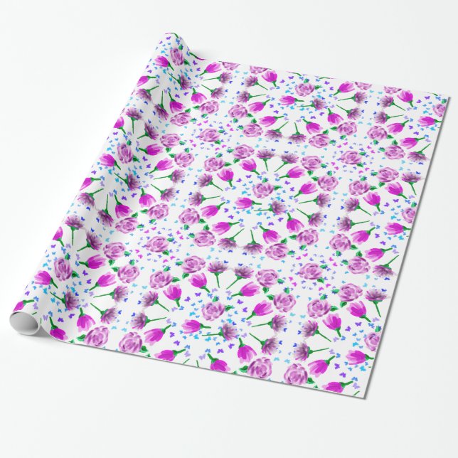 3  Flowers Pattern Wrapping Paper (Unrolled)