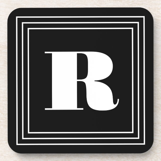 3 Frame Monogram | Black & White Beverage Coaster (Front)